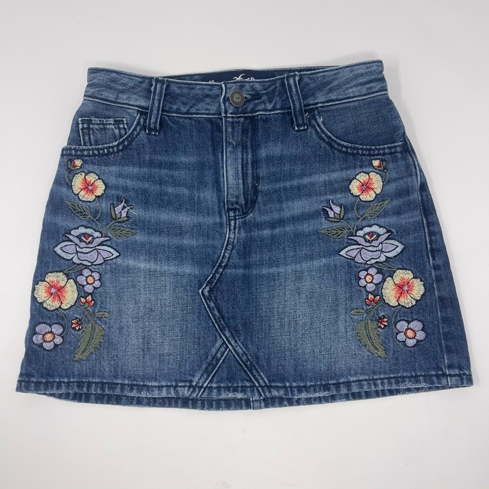 embroidered Hollister jean skirt
